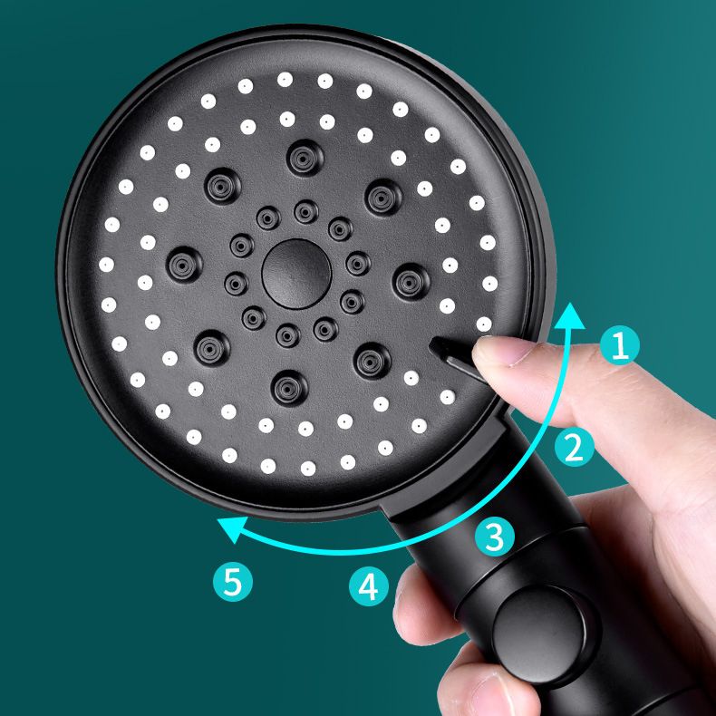 Round Pressurized Shower Head 6-Setting Adjustable Water Flow Handheld Shower Head