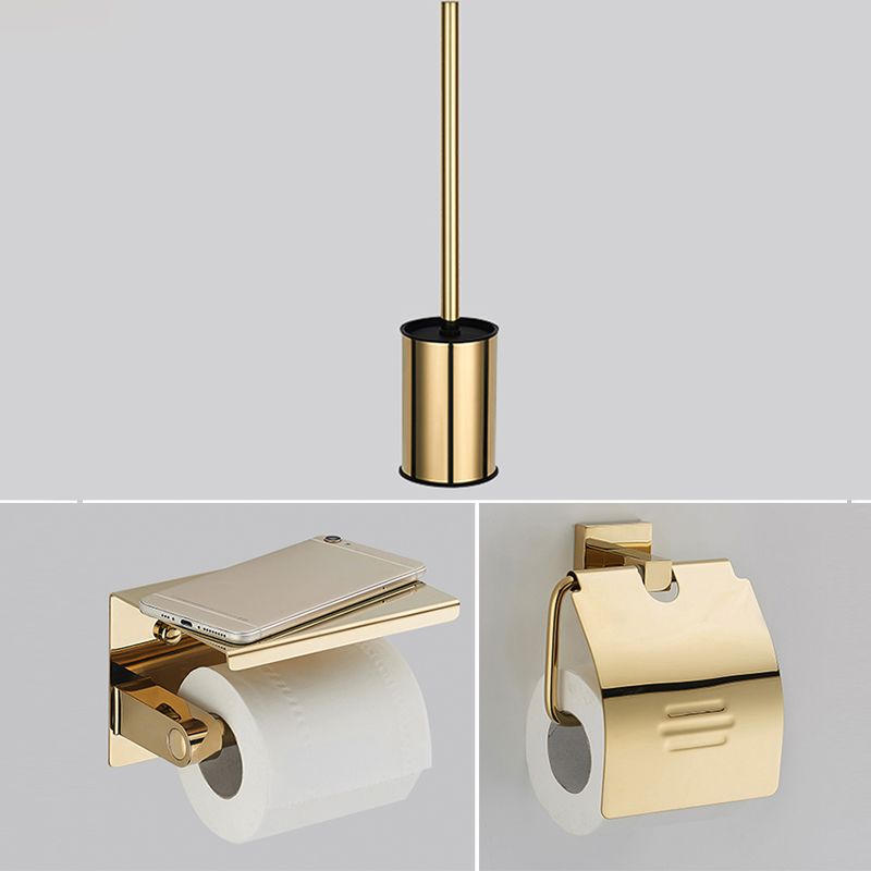 Polished Brass Classic Bathroom Accessory with Bath Shelf/Towel Bar & Paper Holder