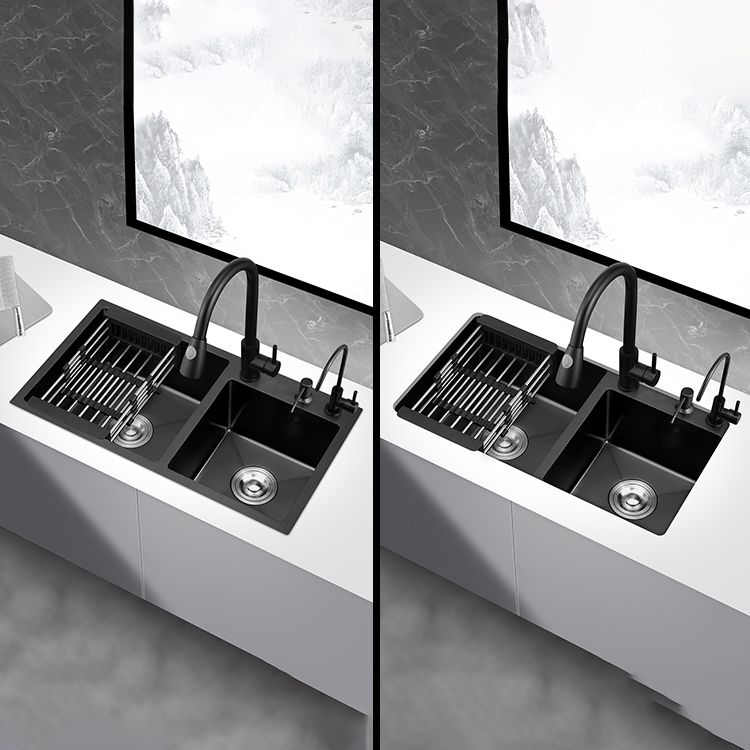 Scratch Resistant Kitchen Sink Stainless Steel Double Sink Black Undermount Kitchen Sink