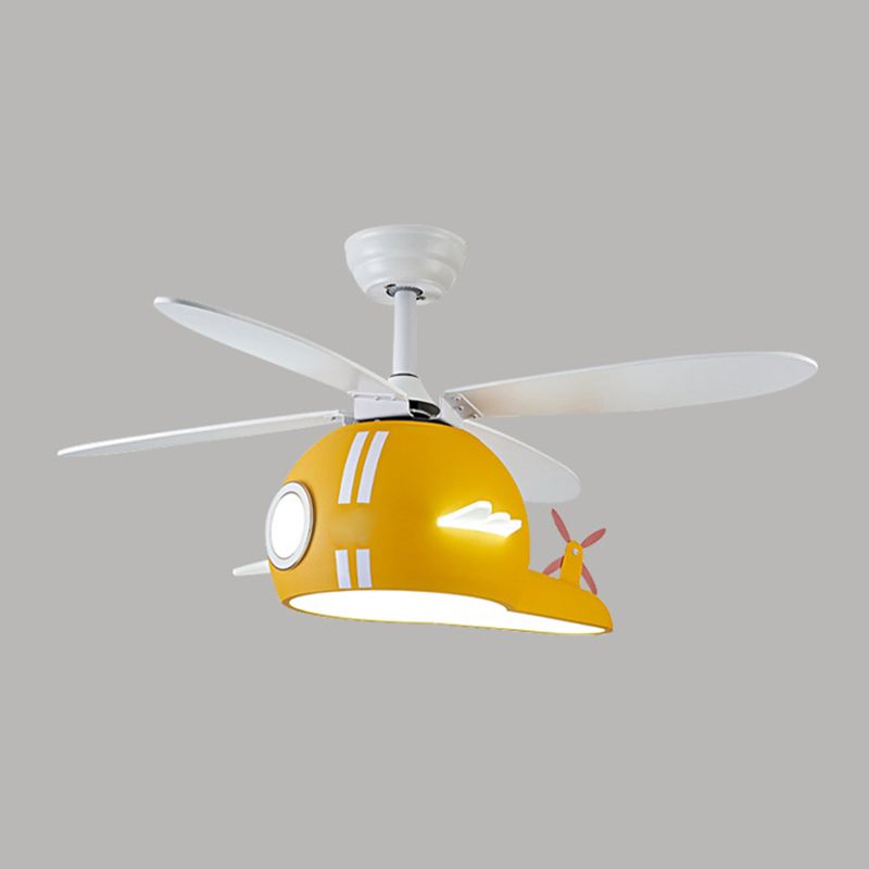 Air-Force-Eight Pendant Fan Light Cartoon Metal Kids Bedroom LED Semi-Flush Mount Light with Fan