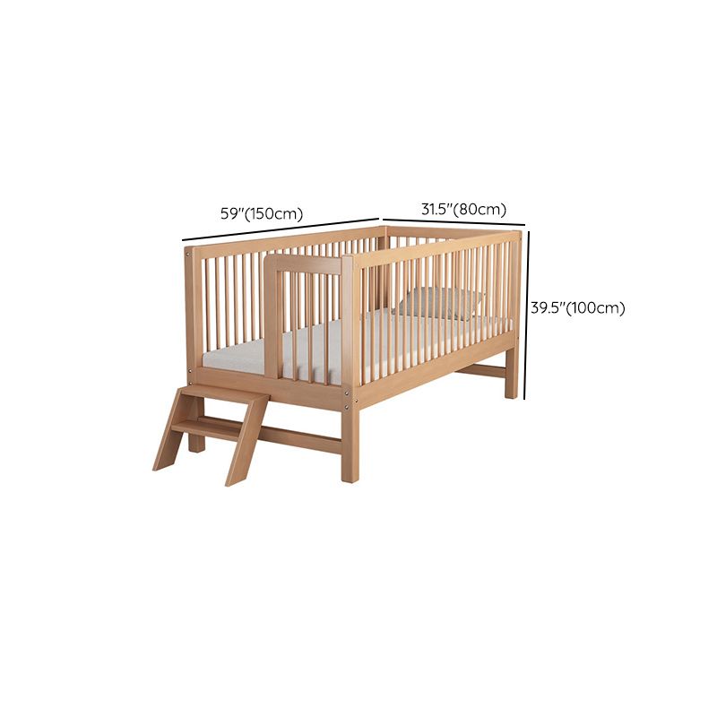 Convertible Wooden Crib with Guardrail Standard Crib with Stairway