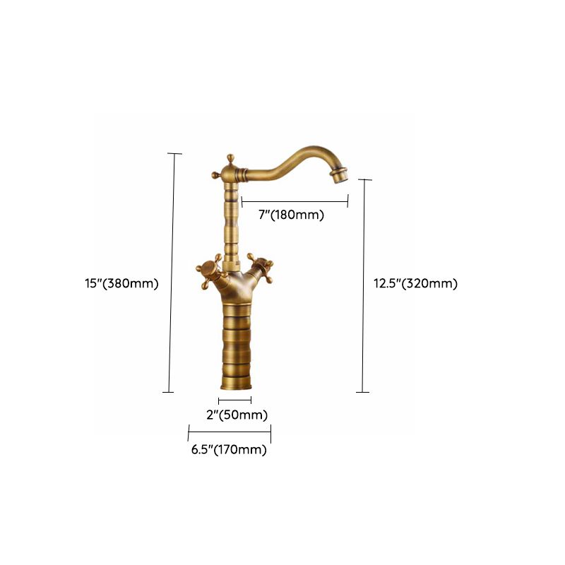 Traditional Kitchen Faucet Brass High Arc Gold Standard Kitchen Faucets with Double Handle