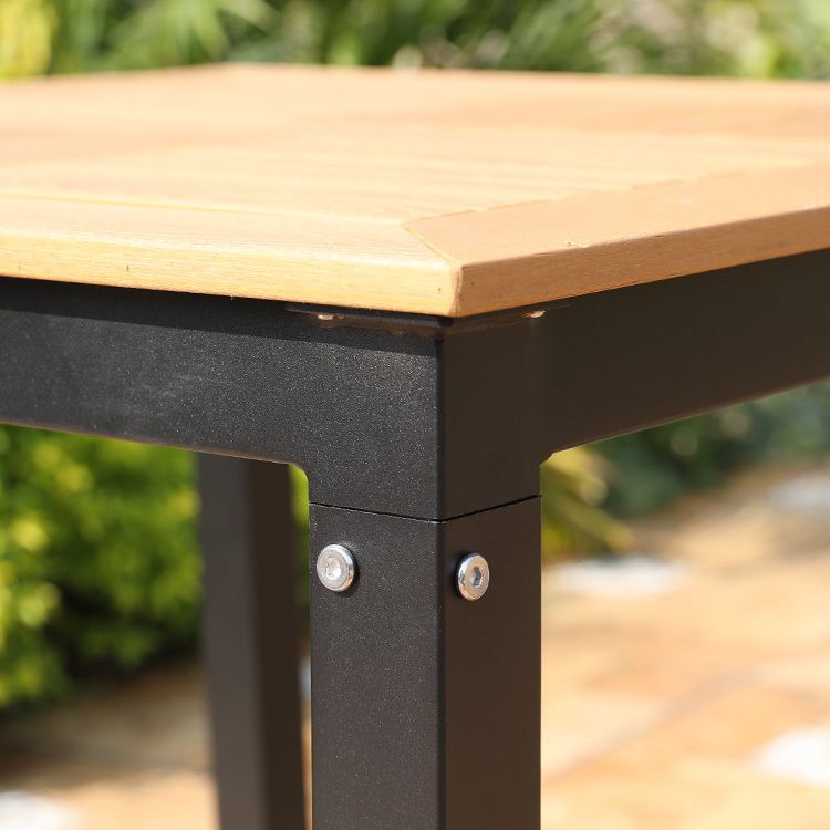 Manufactured Wood Dining Table Modern Outdoor Patio Table with Black Base