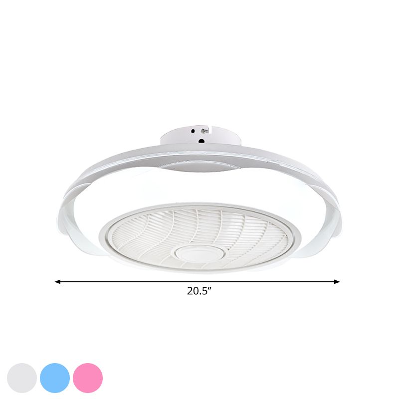 Wit/roze/blauwe/blauwe cirkel plafondventilator verlichting Modernisme Led metalen semi -spoellamp, 20,5 "W