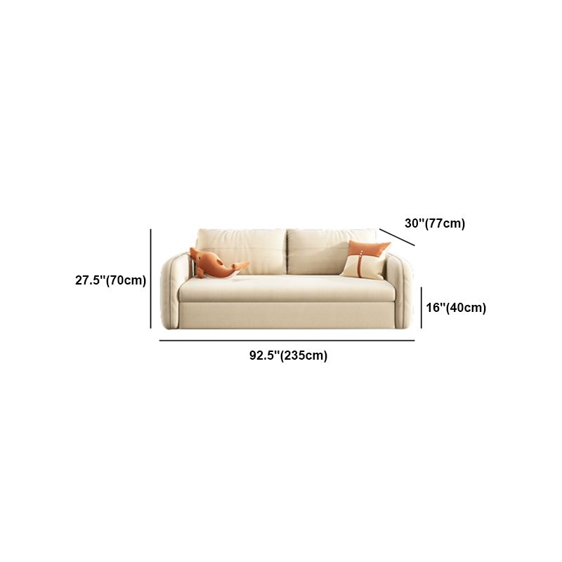 Velvet Modern Square Arm Bed Sofa Couch with Storage in Beige