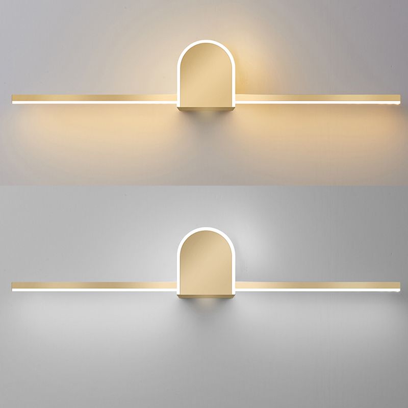 Minimalism LED Mirror Lamp Metal Vanity Light Fixtures in Gold for Bathroom