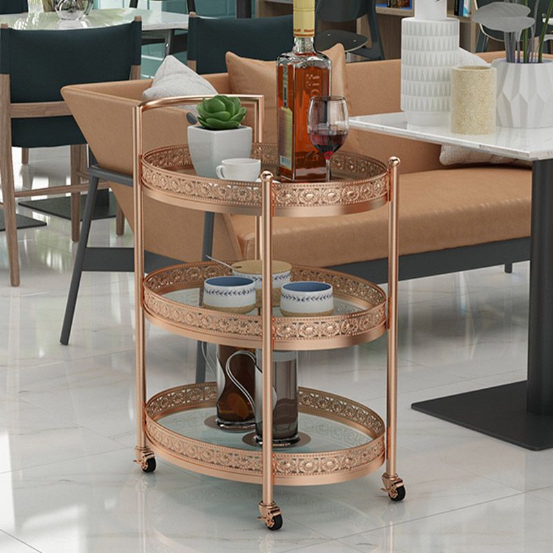 Modern Open Storage Prep Table Oval Dining Room Kitchen Trolley