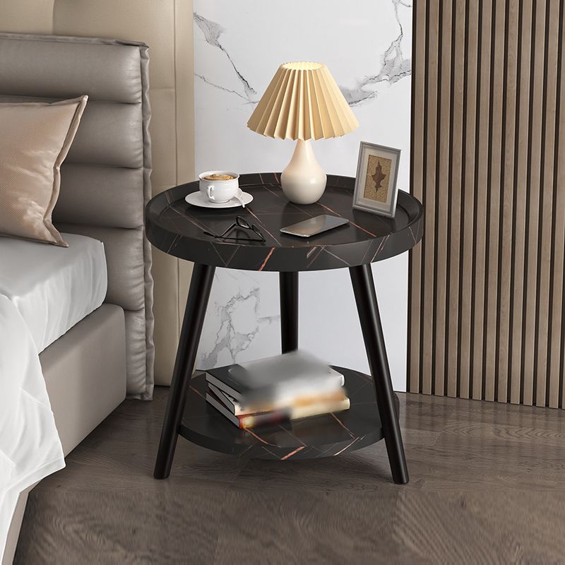 19'' Tall Modern Night Table Plates Round Open Storage Bed Nightstand with Legs