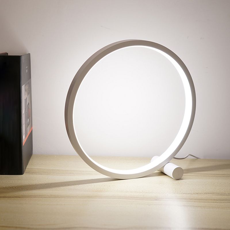 Simple Halo Ring Nightstand Lighting Metal 1-Head LED Table Lamp with USB Power Cord