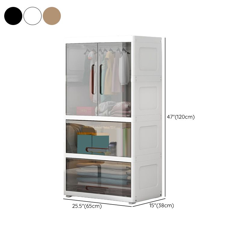 Contemporary Style Kids Closet Plastic Door Included Kid's Wardrobe for Home