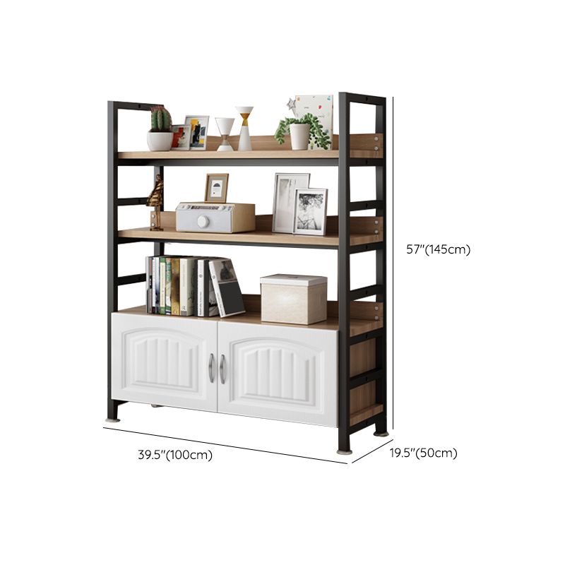 Modern Open Back Shelf Bookcase with Cabinets for Home Office