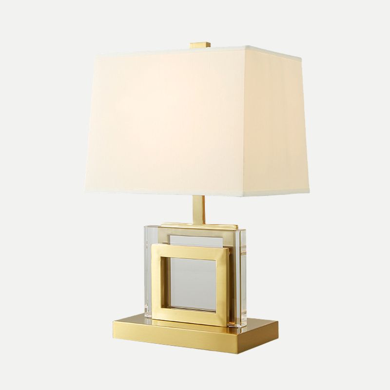 Fabric Pagoda Desk Light Modernism 1 Bulb Night Table Lamp in Gold for Living Room