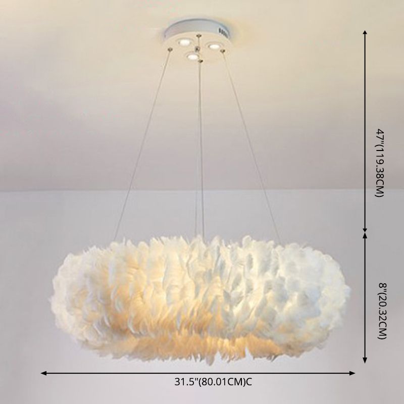 Art Deco Feather Pendse Lighting Modern Nordic Creative Round Hanging Techo Luz para dormitorio