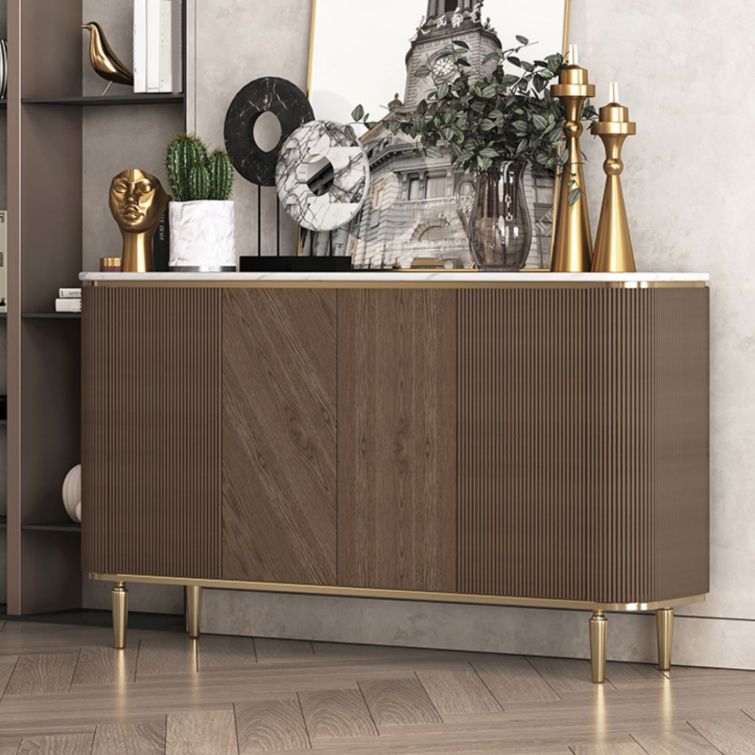 Glam Side Board Marble Sideboard Cabinet with Doors for Kitchen