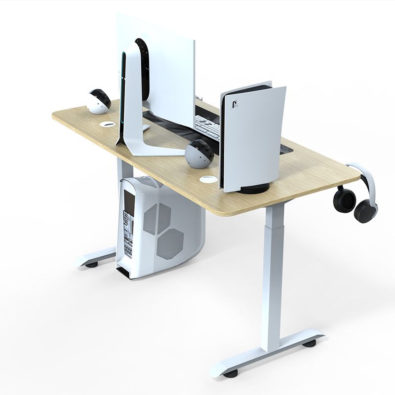 Contemporary Writing Desk T-Shape Office Desk with Metal Legs