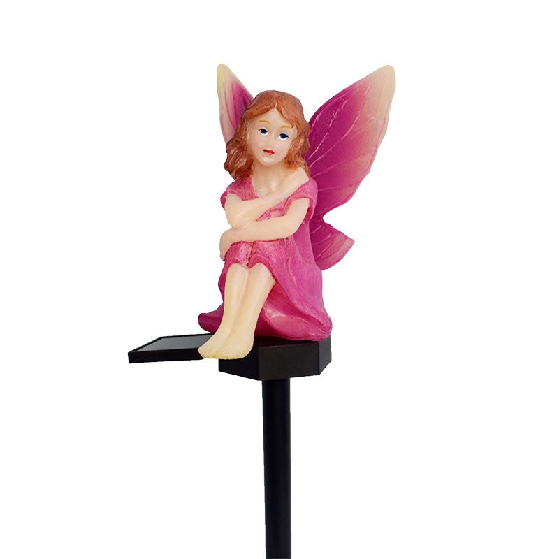 Cartoon Flower Fairy Shape Solar Ground Light Resin Courtyard LED Landscape Lighting