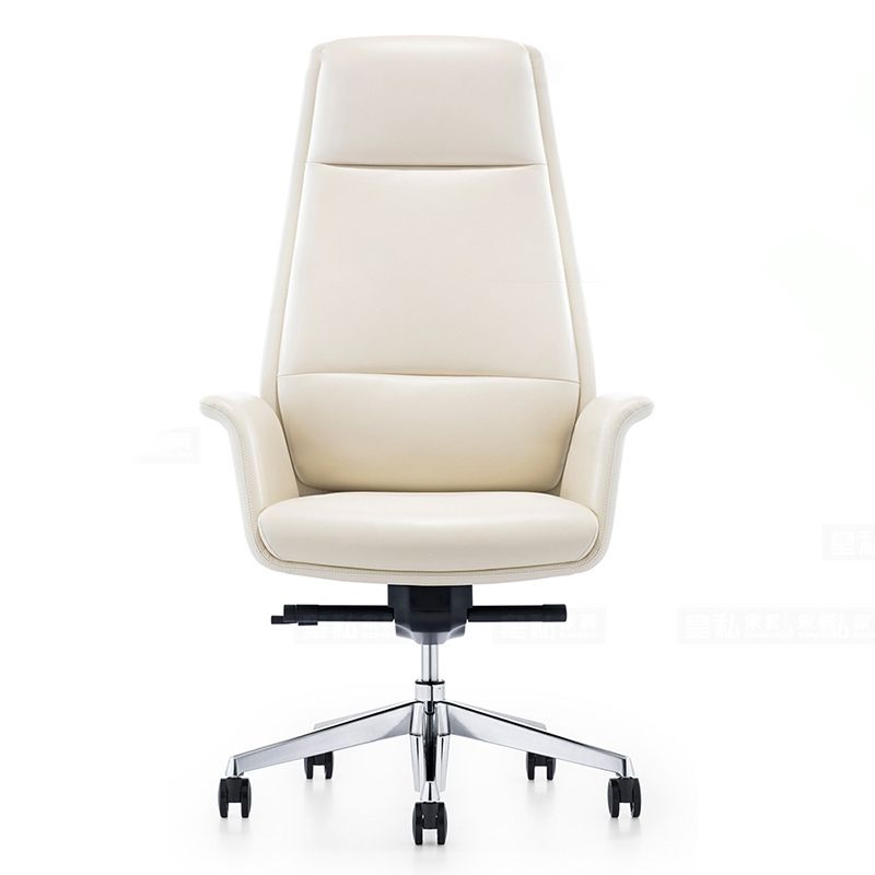 Contemporary White Leather Managers Chair Armless Upholstered Office Chair