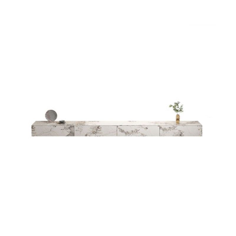 Stone TV Console Contemporary White Media Console with Drawers