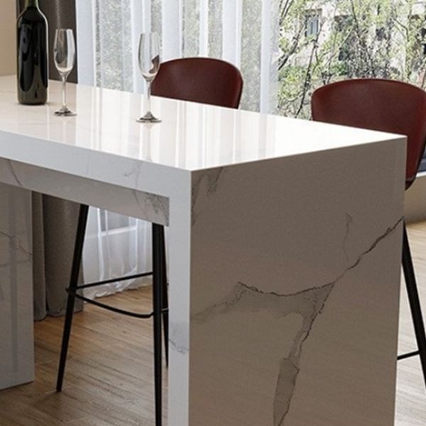 Contemporary Wooden Counter Table with Double Pedestal in White