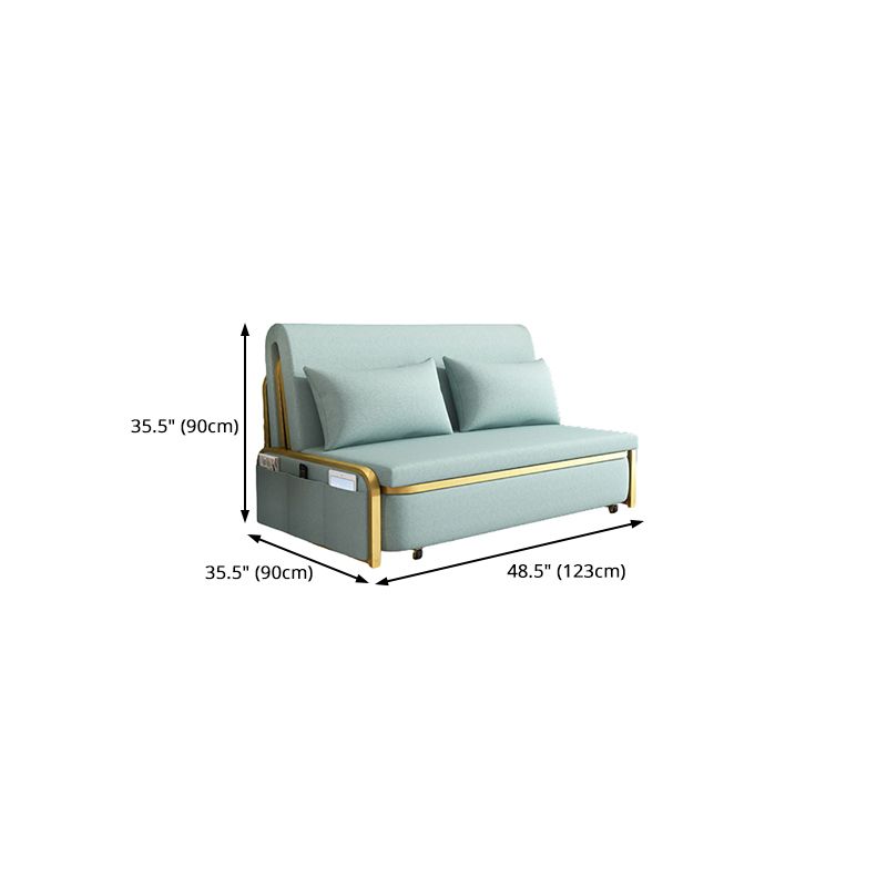 Green Contemporary Linen Armless Sofa Bed Standard Sofa for Living Room