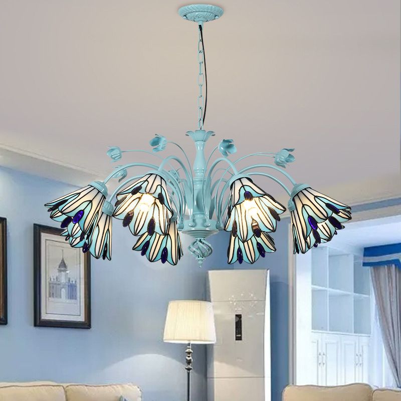 Pendant Conical Chandelier Lumière 3/6/8 LUMIÈRES TOLÉS VOIE BAROQUE MOTE DE LAMPE PROSIBLE EN BLEU / BLEU DARK POUR LE SOIR