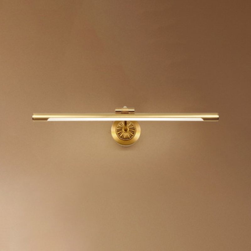 Mid Century Modern Wall Sconces Tube Brass LED Vanity Lighting for Bathroom