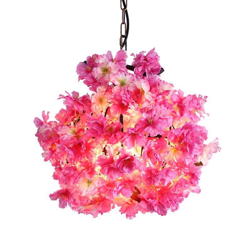 Roze 1 bol plafondlicht industrieel metaal bloemen led hanger lamp voor restaurant, 12 "/16" /19.5 "breed