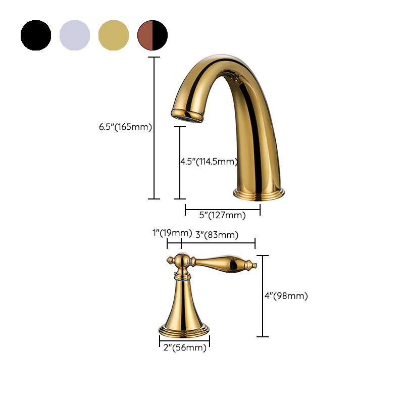 Glam Widespread Bathroom Faucet Lever Handles 3 Holes Low Arc Solid Brass Faucet