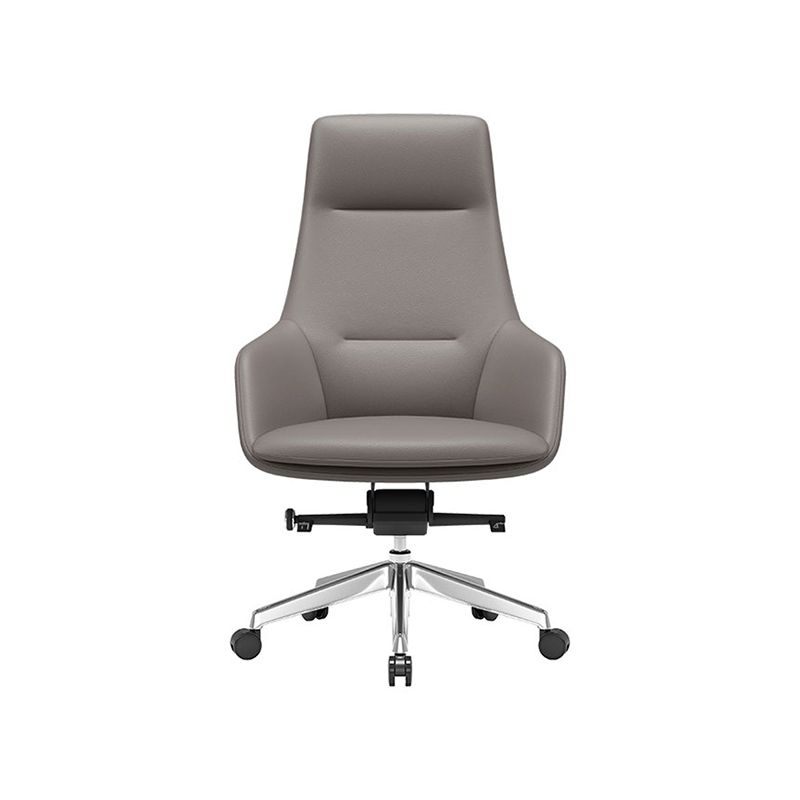 Fixed Arms Modern Desk Chair No Distressing Leather Ergonomic Office Chair with Wheels