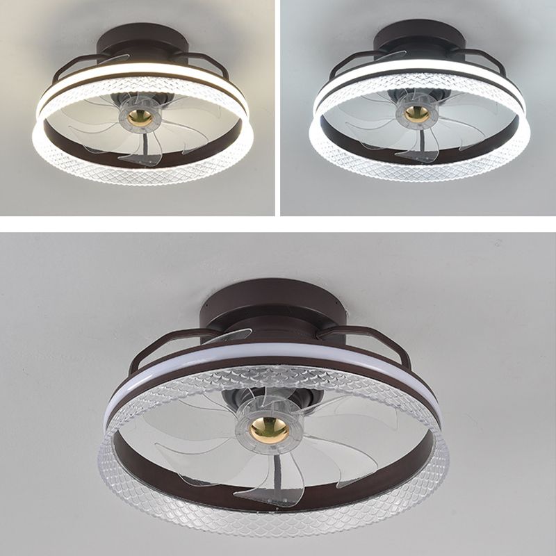 7-Blade Modernism Ceiling Fan Black Fan with Light for Living Room