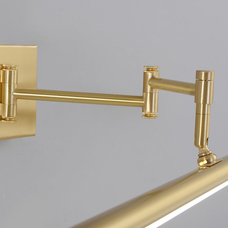 Gold Linear LED Wall Lamp in Modern Creative Style Copper Adjustable Wall Light with Acrylic Shade