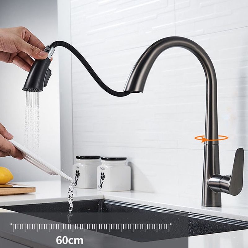 Modern 1-Handle Faucet Pull down Stainless Steel Standard Kitchen Faucet