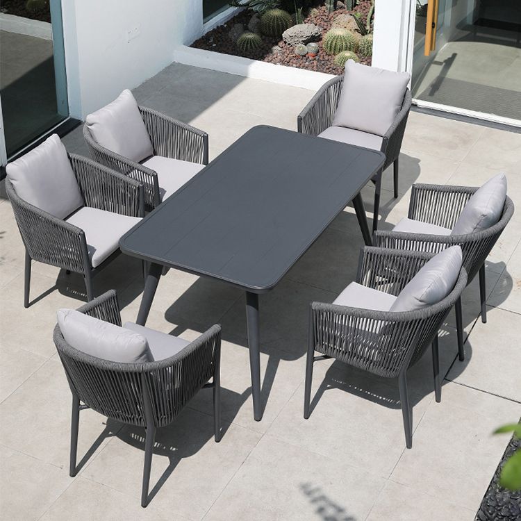 Modern Rectangle Aluminum Frame Patio Table Water and Rust Resistant Patio Table