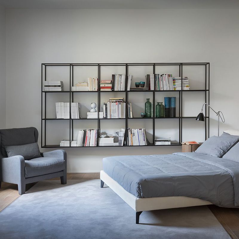 Floating Bookcase Industrial Metal Shelf Bookcase for Study Room