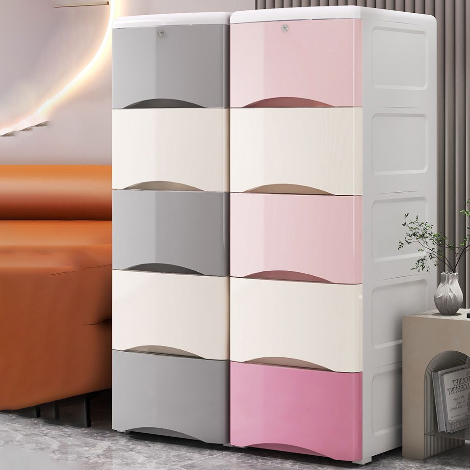 Scandinavian Plastic Kids Nightstand Vertical Kids Dressers with Drawers