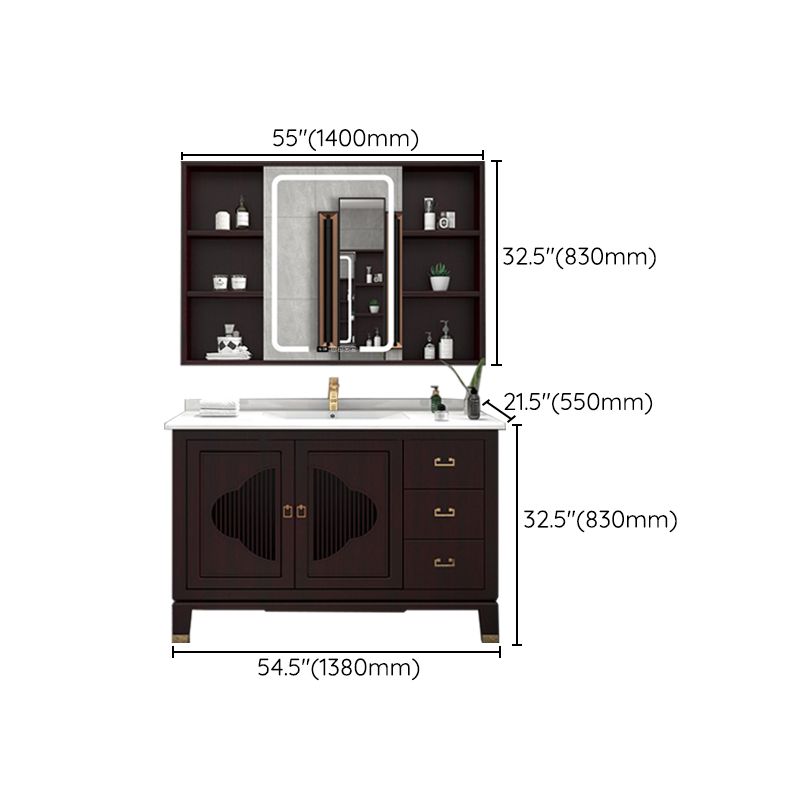 Traditional Bathroom Vanity Wood Standalone Cabinet and Shelving Included Vanity Set