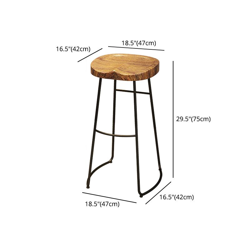 Taburete de barra de hierro negro estilos industriales de madera de madera de madera con asiento de silla de montar