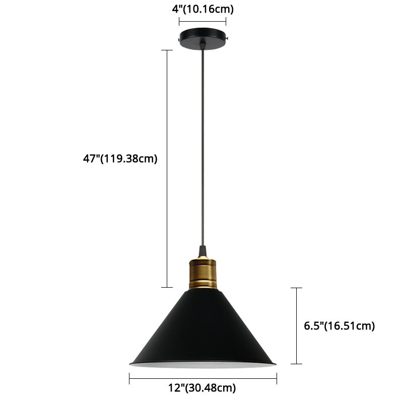 Metaal taps toelopend hangende licht Noordse moderne stijl 1 lichte restaurant plafond hanglamp