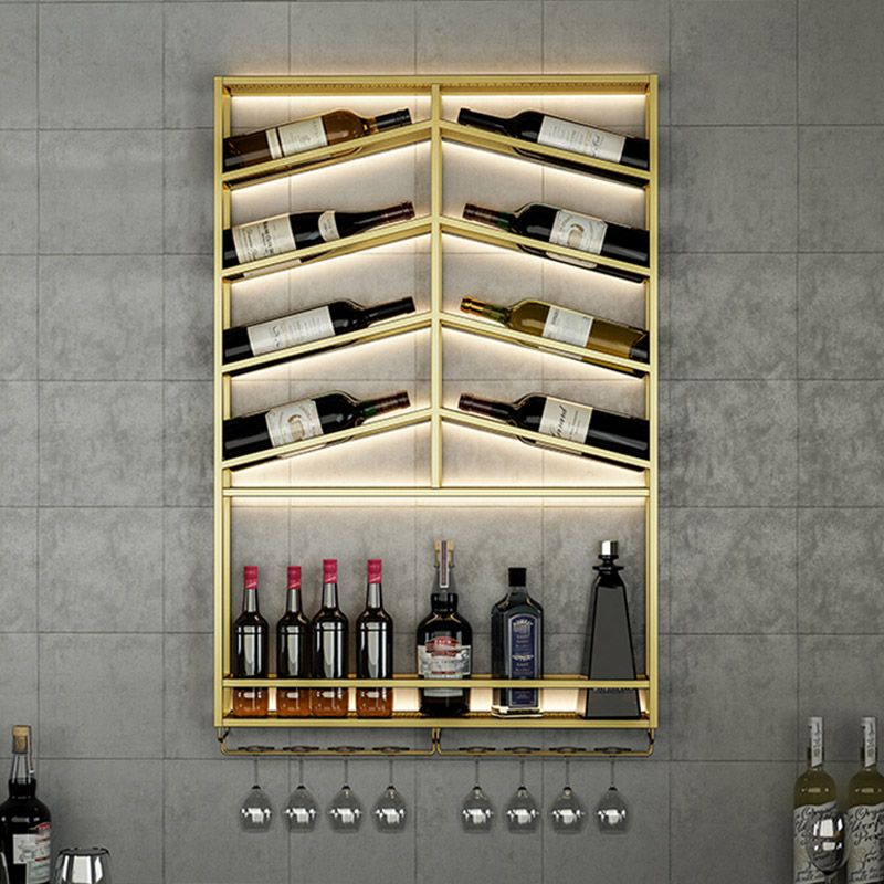 Metal Wine Rack Wine Wall Mounted Bottle & Glass Rack without Light for Dining Room