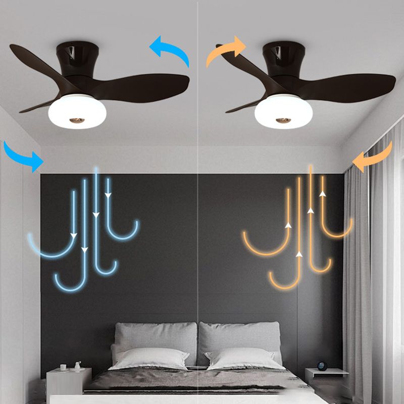 Simple LED Ceiling Fan Fixture 3 - Blades Contemporary Fan Light in Black / White / Brown