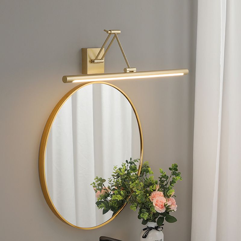 Gold LED Linear Wall Sconce in Modern Concise Style Wrought Iron Extendable Wall Light with Acrylic Shade