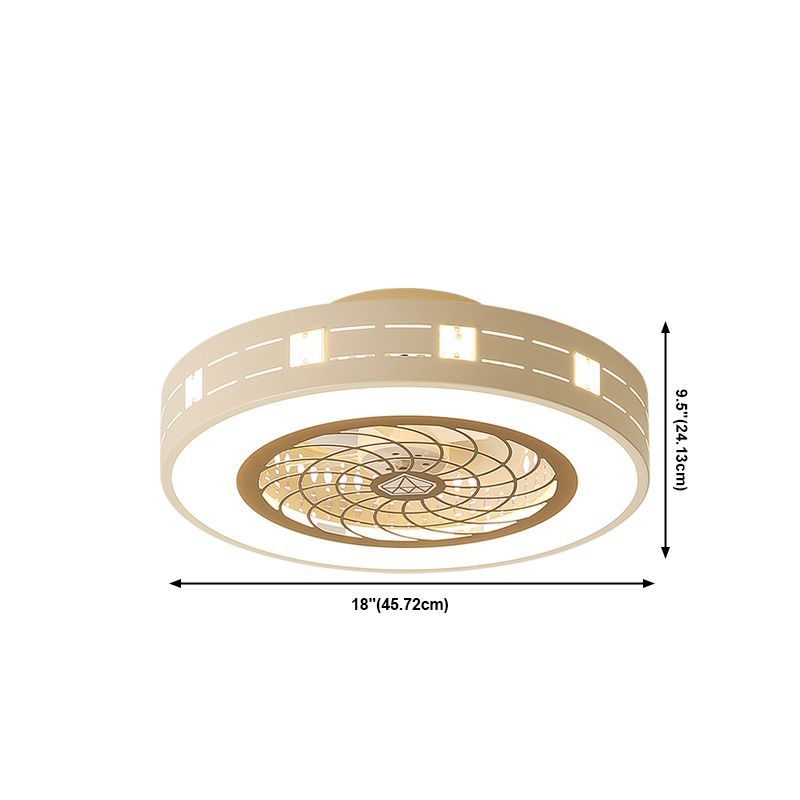 Lampada per ventola del soffitto a forma di tamburo nordico in metallo sala da pranzo semifulto con design scavato