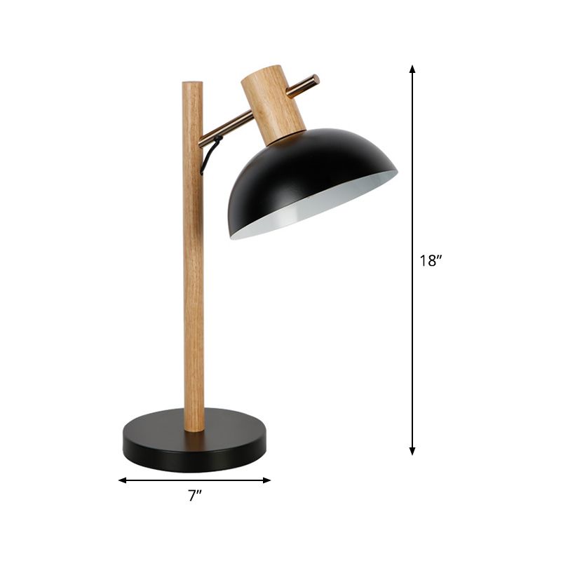 Modernism Hemisphere Task Lighting Metallic 1 Bulb Reading Lamp in Black for Study