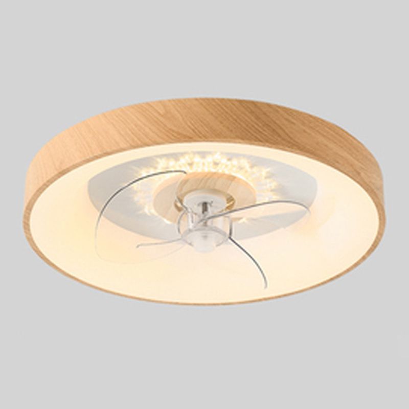 Modernism Single Beige Ceiling Fan Lamp LED Round Ceiling Fan Light