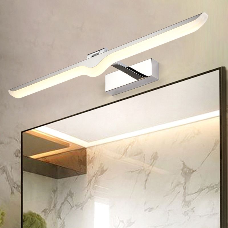 Chrome Shaded Wall Sconce Lighting Minimalist LED Metal Sconce Light Fixture for Shower Room