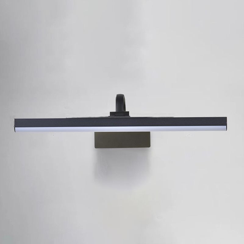 Linear Shape Metal Mirror Wall Lighting Modern 1 Light Mirror Wall Mount Fixture in Black