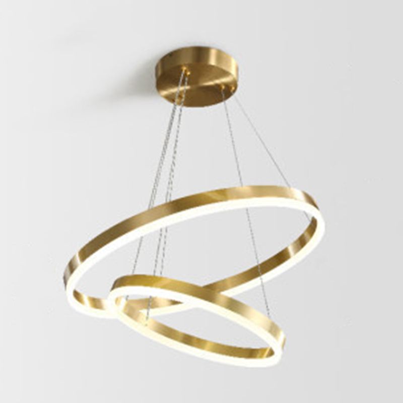 Metal Circles Chandelier Hanging Light Fixture Simple LED Hanging Fixture in Gold