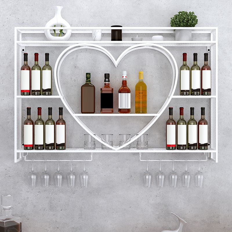 Metal Wine Holder Rack Wall Mounted Wine Shelf with Storage Shelves