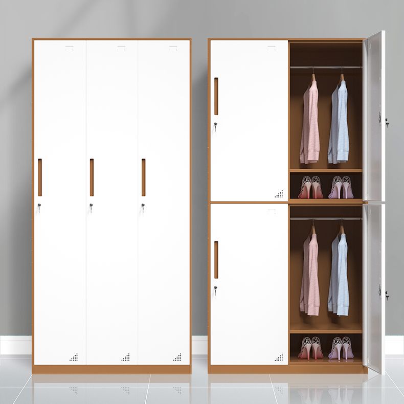 White and Brown Wardrobe Cabinet Modern Steel Wardrobe Armoire