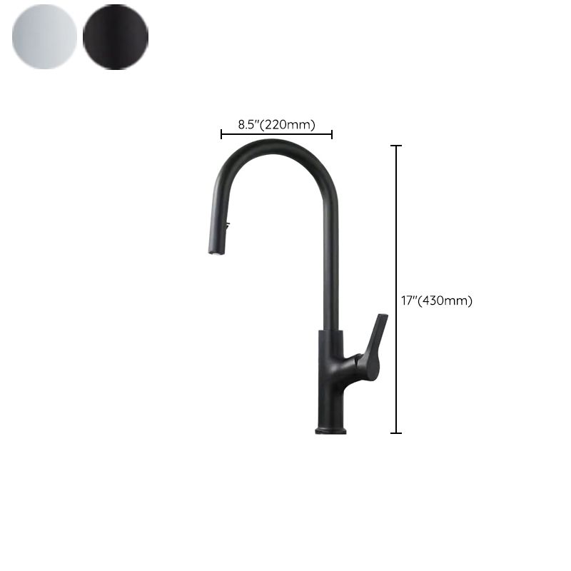 Contemporary Kitchen Sink Faucet Copper Swivel Spout with Pull out Faucet